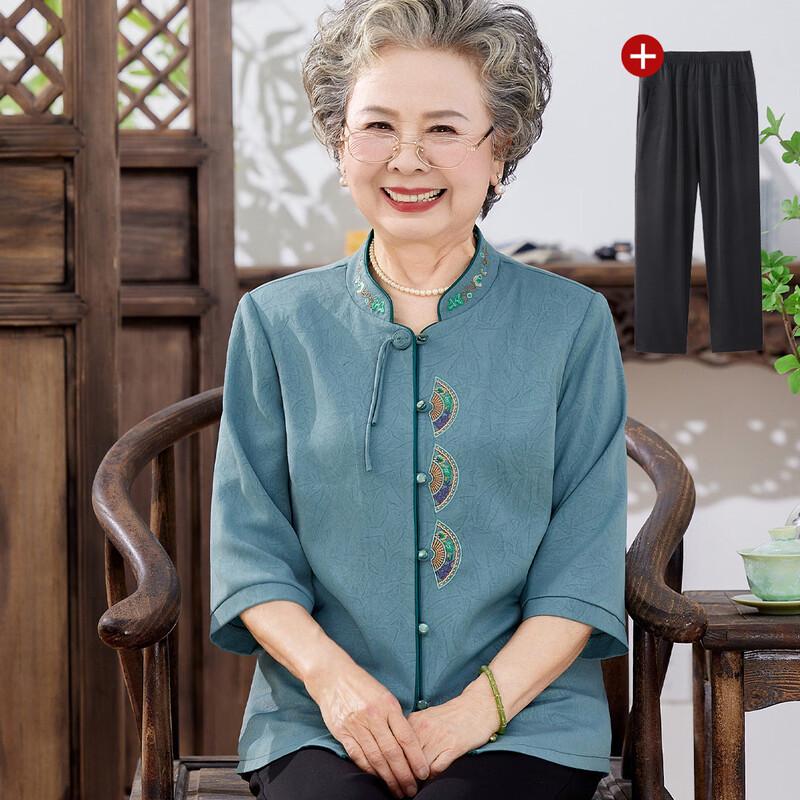 Elderly Women s Summer Breathable Blouse Set 3XL