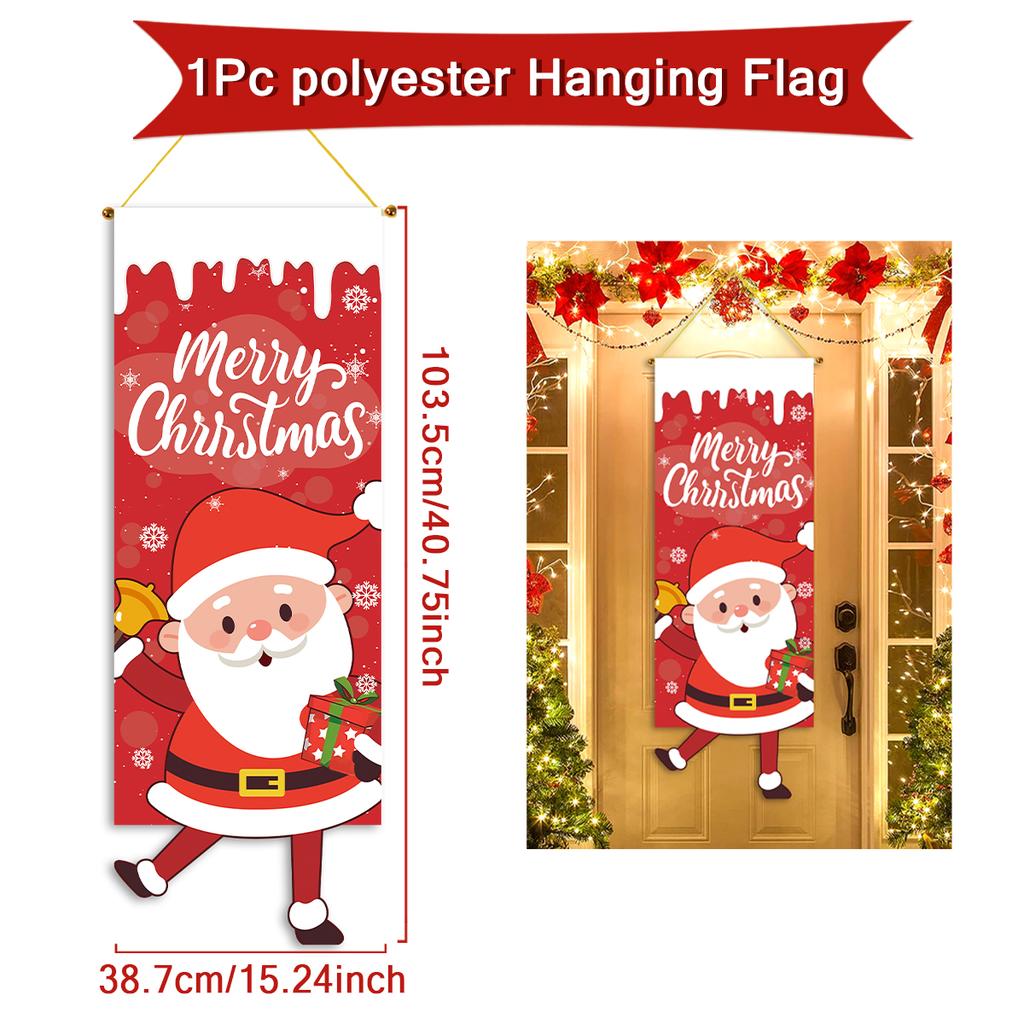 Christmas Santa Claus Hanging Flag Navidad Natal Noel Tree Door Banner Christmas Decorations For Home 2025 Happy New Year 2026
