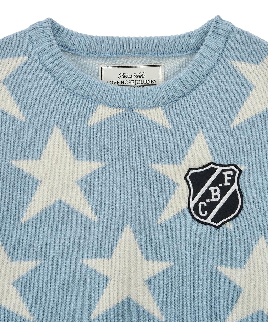 Peulomaleul 80S Vintage Graphic Knit / Sky Blue