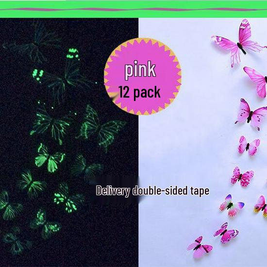 Luminous 12-Piece Butterfly Wall Decals for Kids' Rooms: Glow-in-the-Dark, Self-Adhesive