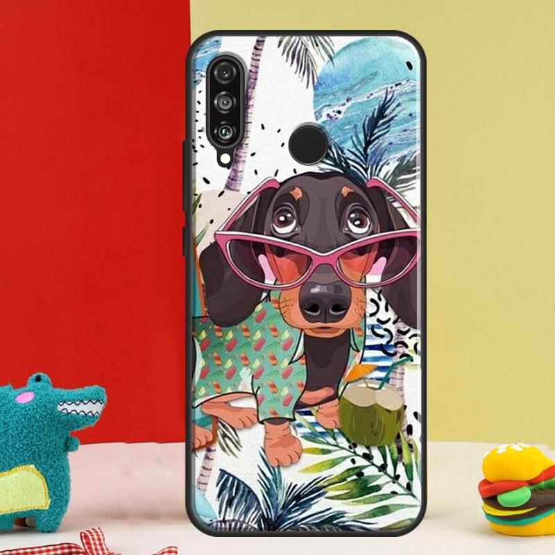 Cartoon Dachshund Dog For Huawei P30 Pro P60 P50 P20 P40 P Smart Nova 9 5T Honor Magic 5 Lite X8 X9 a 50 70 Case