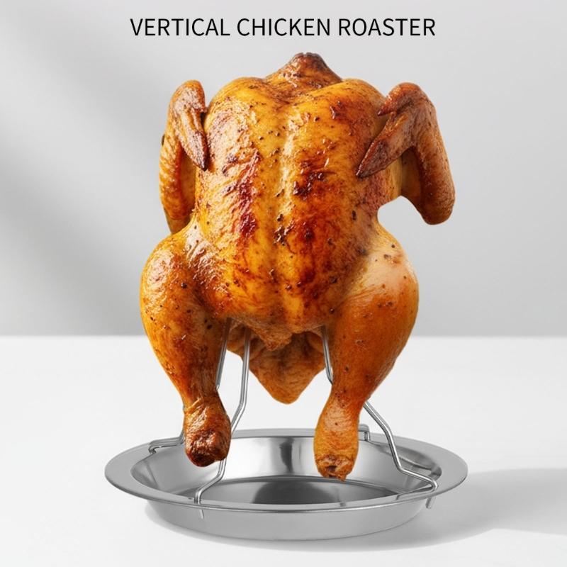 Steel Chicken Vertical Roasting Rack For Outdoor Grilling And Family Gatherings Easy To Clean Multipurpose Cooking Tool
