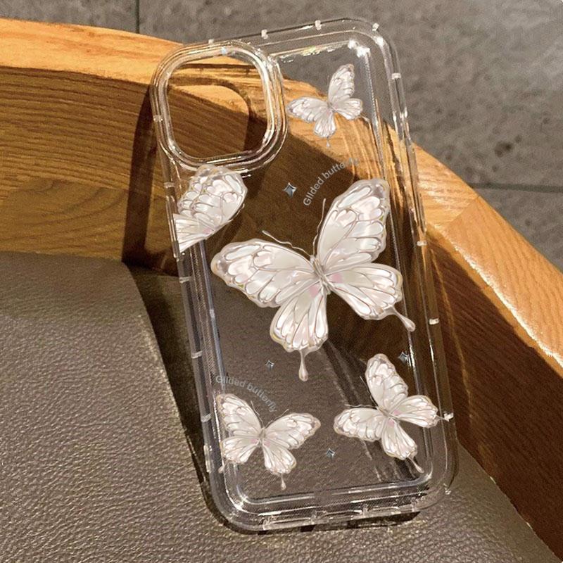 

Phone Case For iPhone 17 Air 16 15 14 13 12 11 Pro Max 15 Plus 16E Creative Golden Butterfly Bee Silicone Pattern Bumper Cover iPhone 16