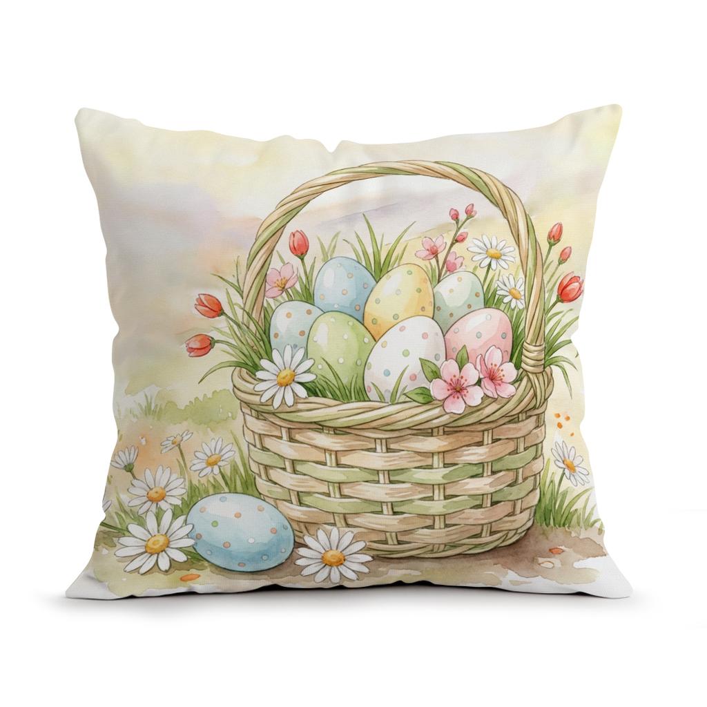 Easter Rabbit Flowers Pillowcase Printed Polyester 40/45/50Cm Throw Pillowcover Decorative Sofa Cushion Pillowslip Home Decor