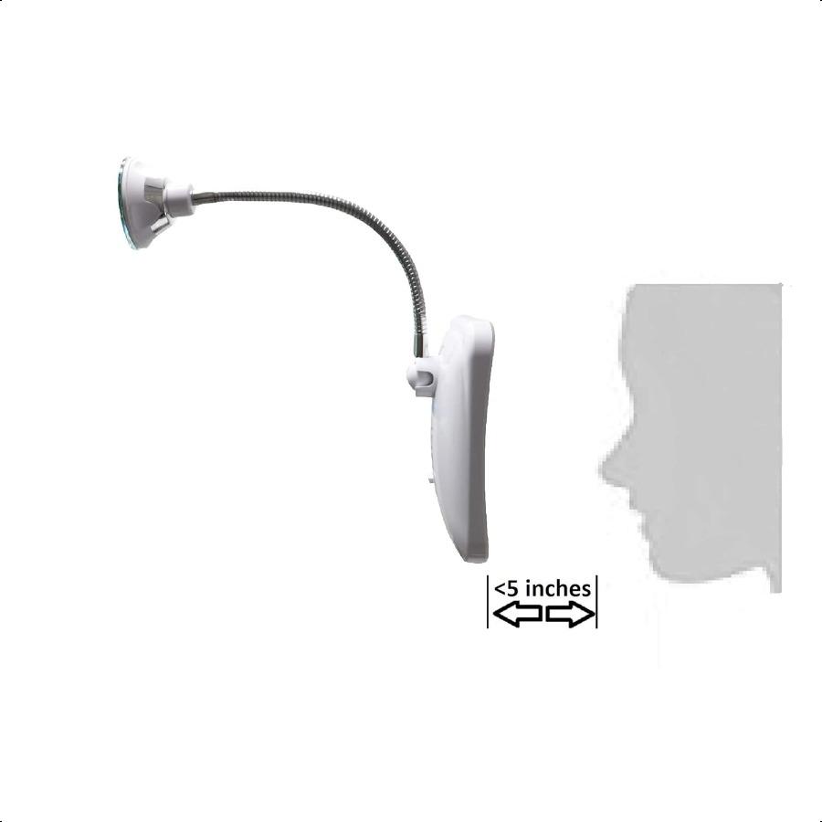 JiBen Square Flexible Gooseneck LED Lighted 10X Magnifying Makeup Mirror Power Locking Suction Cup Bright Diffused Light 360 De