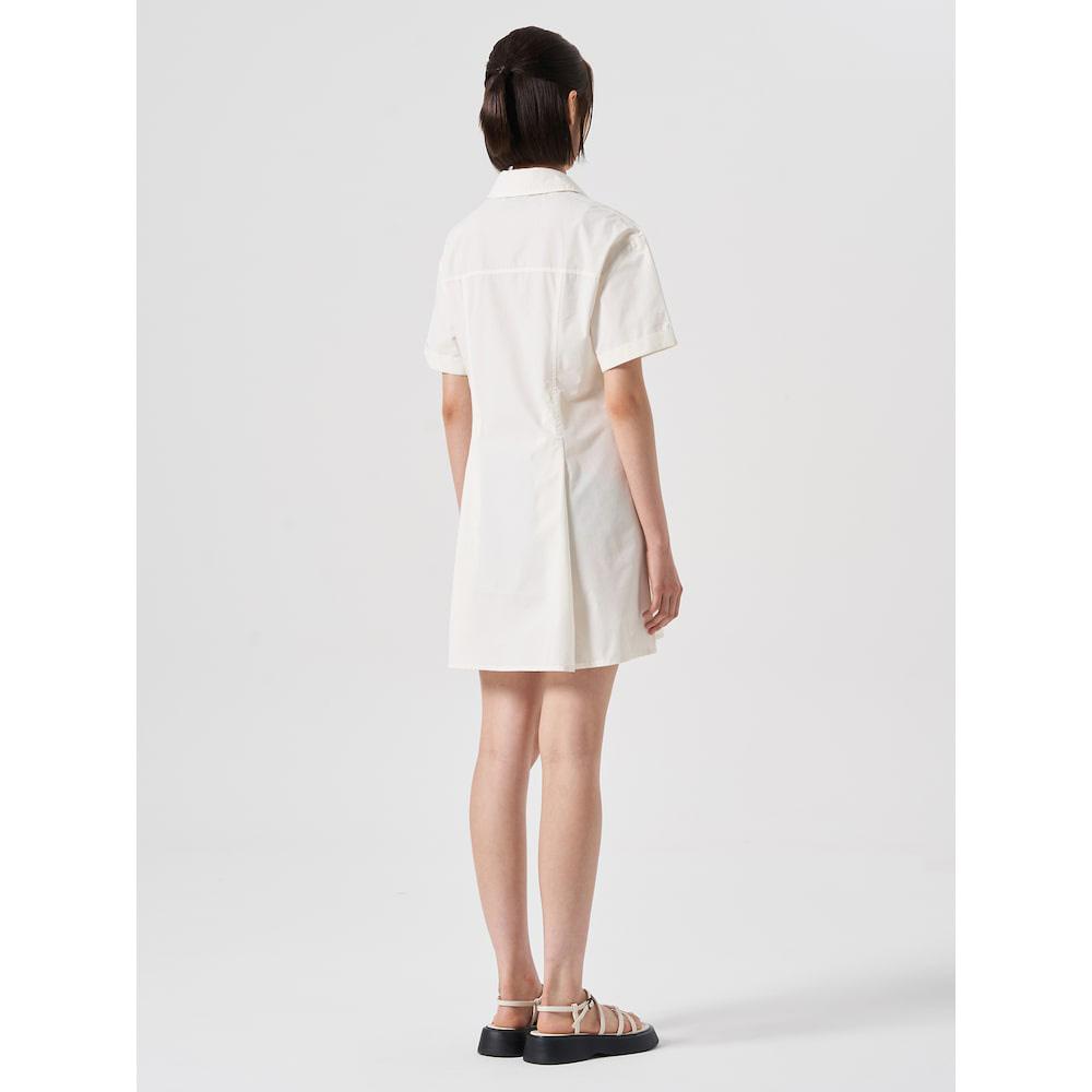 8SECONDS Shirred Shirt Mini Dress Ivory (324771Lye0)