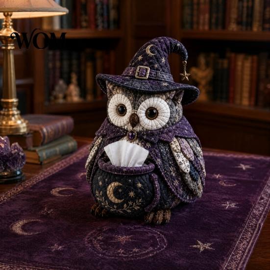 Easy Sewing Project Kit DIY Tissue Box Cover Kit, Owl Shape, Soft Textures Patchwork Woodland Animal Decor Handmade for Handicraft Enthusiast