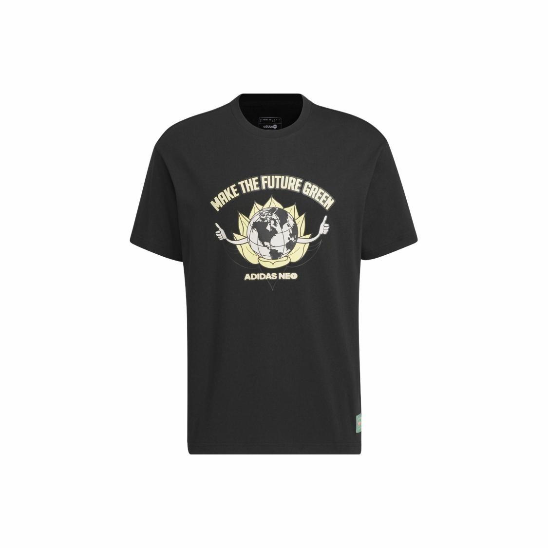 adidas Sports Letter Pattern Print Crew Neck T-Shirt Unisex Black M