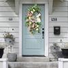 New Easter Wreath with Green Plants, Bowknot, and Rabbit Wall Decor