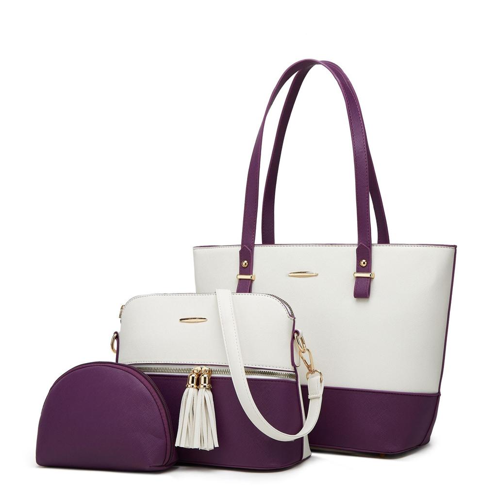 Großvolumige Messenger-Tasche, Damen-Umhängetasche, Handtasche, Geldbörse und Geldbörsen-Set, Damen-Einkaufstasche, Tramp-Geldbörse, dreiteiliges Set