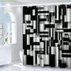 Modern Black and White Geometric Waterproof Mildew-Resistant Shower Curtain - Abstract Design for a Stylish Bathroom Décor