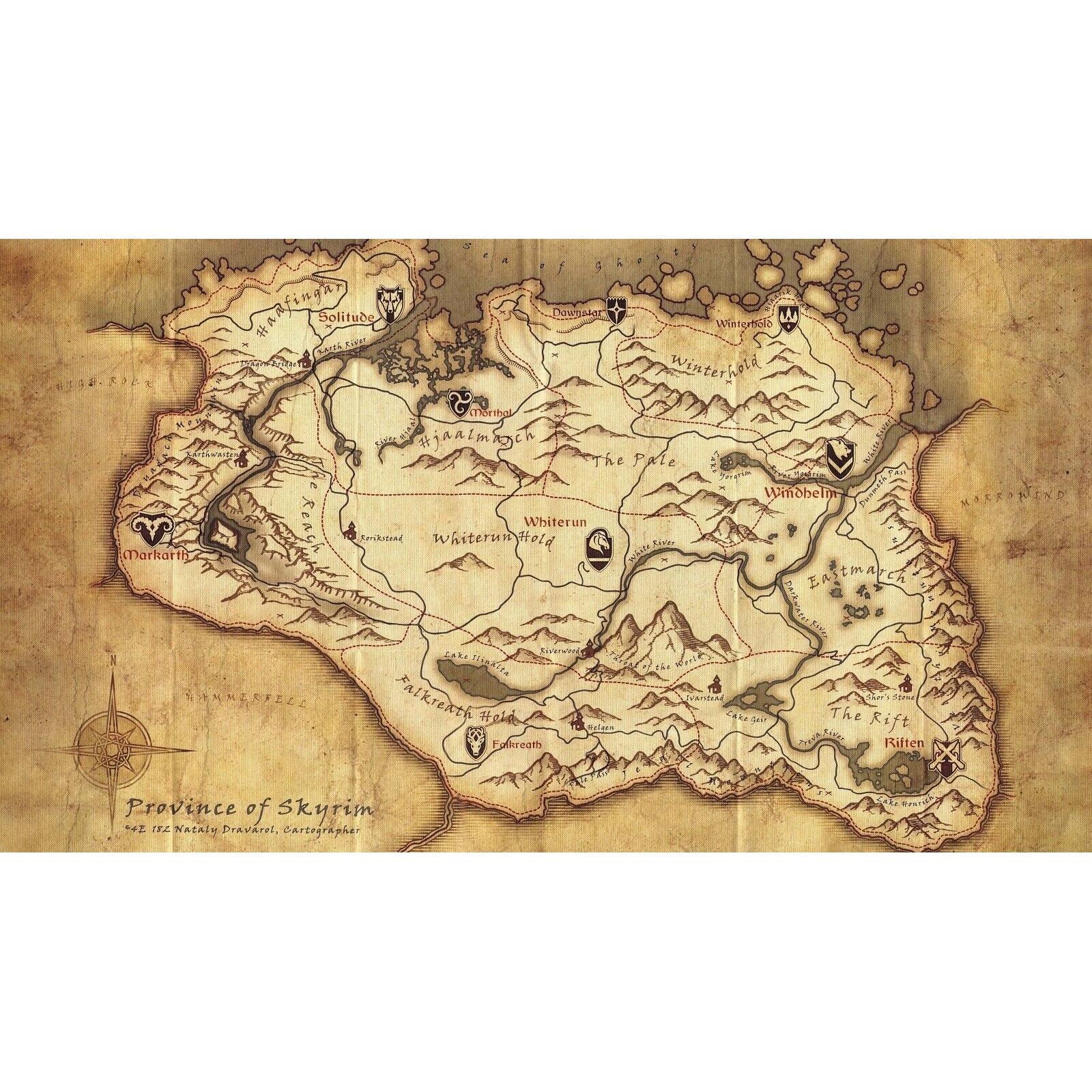 The Elder Scrolls Tapestry Map of Skyrim 75x100