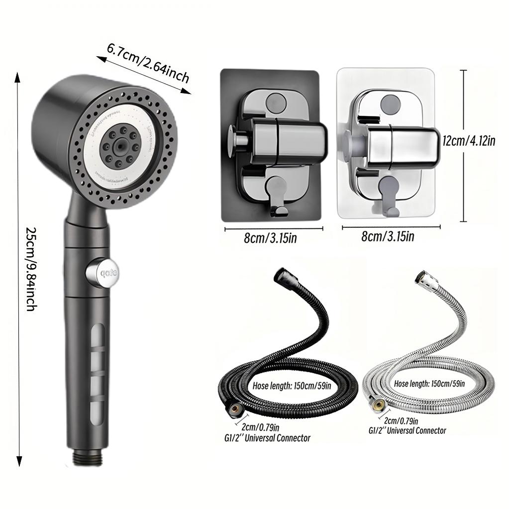 6 Spray Filter Shower Head ABS Portable High Pressure Large Strong Flow Shower Heads with Stop Button Universal Bathroom Nozzle
