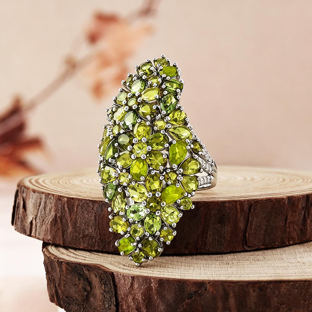 Amazing Luxury Silver 13ct Tourmaline Big Ring Colorful Brazil Gemstones Fine Jewelry for Women Eye's Catching Party Gift