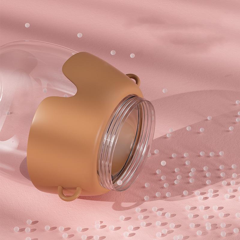 Großvolumiger Becher mit großem Bauch und Strohhalm, Tragbarer Kinder-Wasserbecher mit zwei Trinköffnungen