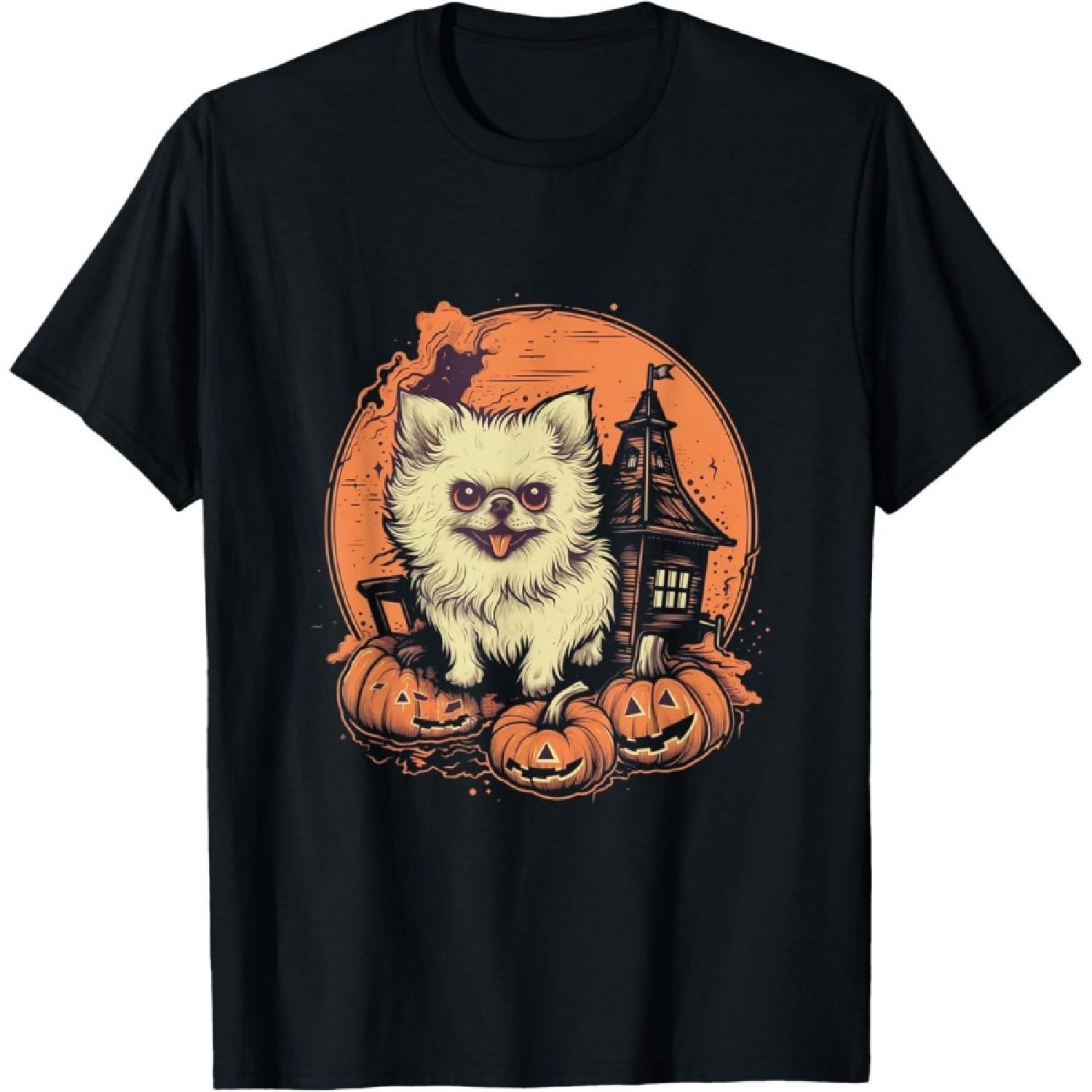Pomeranian Zombie Halloween Costume Dog Lover Puppy Pumpkin T-Shirt S