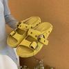 Leather version platform slippers women's new summer fashion outer wear Boken sandals
