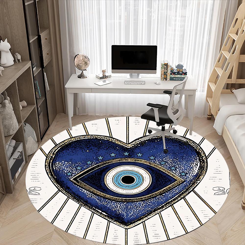 1pc Heart Eye Office Round Area Rug,  Mat Suitable For Office, Under Office Chairs Bedroom Living Room Home Decor, Room Deco