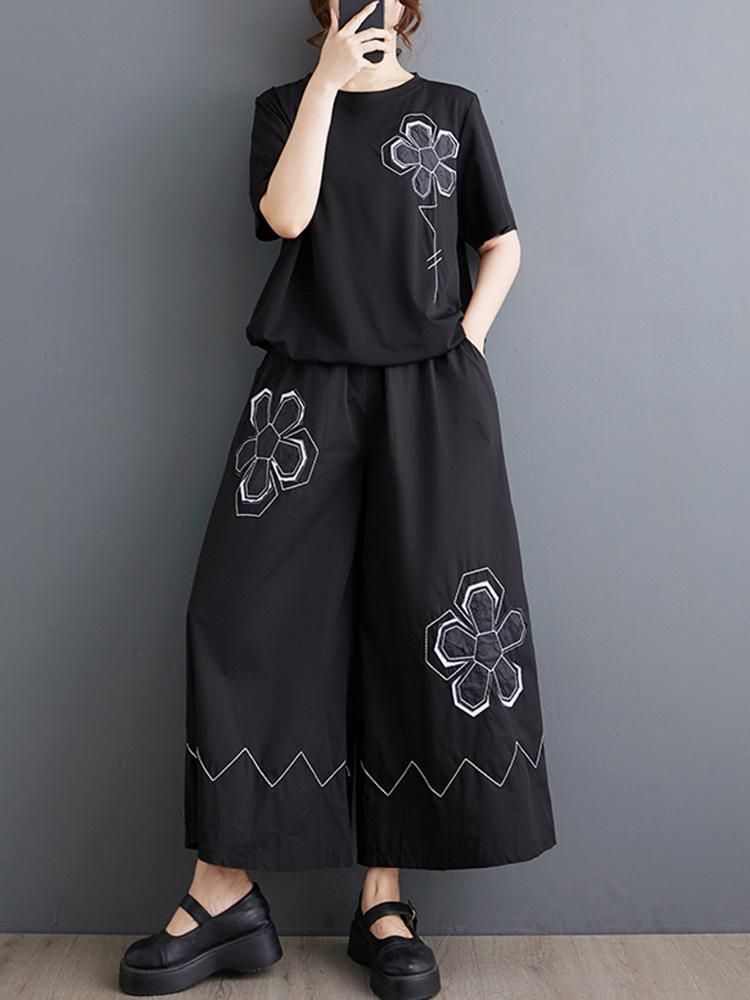 

Xitao Свободный винтажный комплект из двух предметов с вышивкой HQQ2325