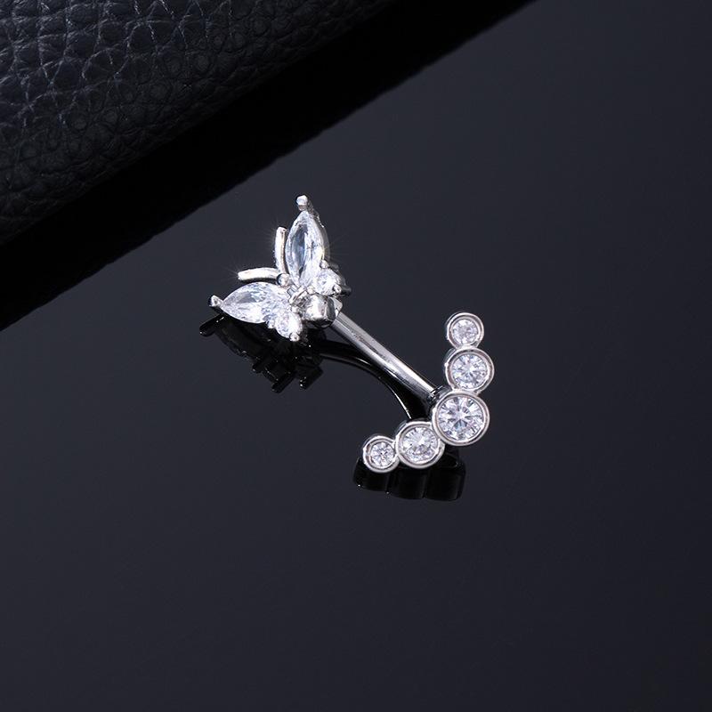 Color Zircon Spiral Piercing Navel Nail Color Butterfly Wind Navel Clip Rabbit Navel Buckle