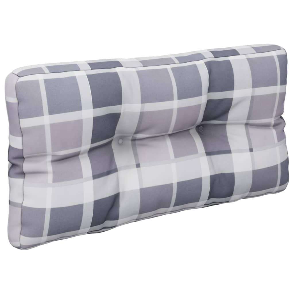 Grey Checkered Pallet Cushion 70 X 40 X 12 Cm Fabric