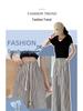 Women's Korean Pinstripe Wide-Leg Pants - Summer Casual, Loose Fit, Elastic Waist & Drawstring, Textured Straight-Leg.