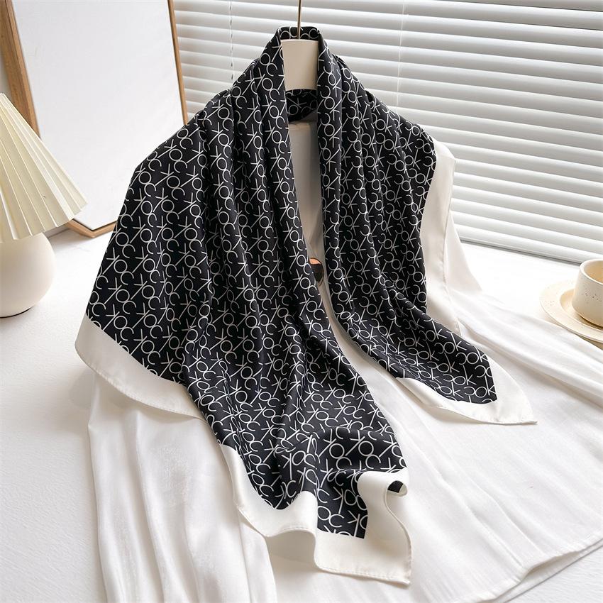 90 * 90cm New Twill Silk Simple Sun Protection Warm Large Square Scarf Shawl Headscarf For Women