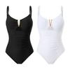 Summer Monokini Sexy One Piece Swimsuit Solid Color Deep V Neck Backless Slim Fit