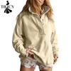 Damenmode, lässig, einfarbig, mit Druck, Frühling, Herbst, langärmelig, Polokragen, Pullover und lange Ärmel