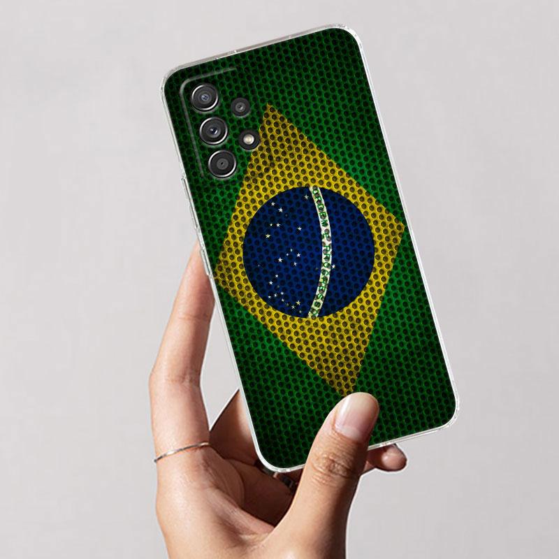 Brazil Flag Clear Soft Phone Case For Samsung Galaxy A56 A57 A37 A55 A54 A36 A35 A26 A25 A16 A17 A07 A52 A34 A73 A53 A21s Cover