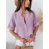 2026 Women's Casual Solid Color Five-Sleeve Loose Plus Size Pullover Shirt