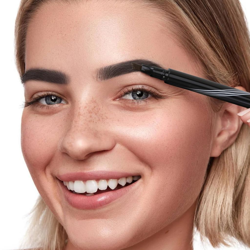 Boobeen Waterproof Eyebrow Pen Microtip Eyebrow Liquid Eyebrow Fork Tip Creates Natural 3D - Pencil, Pen, Eyebrows, Long-Lasting (Black)