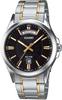 Analog Quartz Men's Watch MTP-1381G-1AV with Metal Band, Silver/Gold and Black, Overseas Model [Parallel Import]