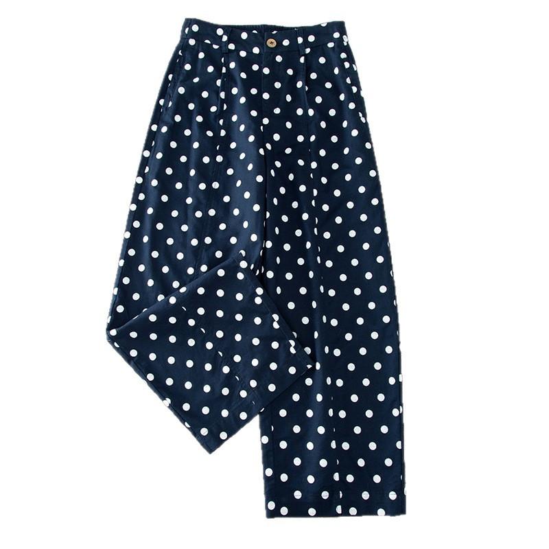 Vertical versatile polka dot nine-point straight-leg pants women's 1116 summer thin loose small casual wide-leg pants