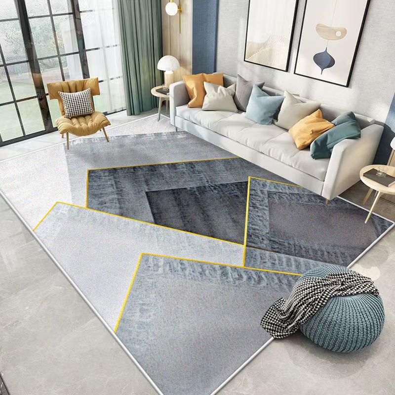 Nordic Geometric Carpet Living Room High-end Luxury Hairless Tea Table Rug Bedroom Bed End Anti-slip Large Area Mat Dining Room
