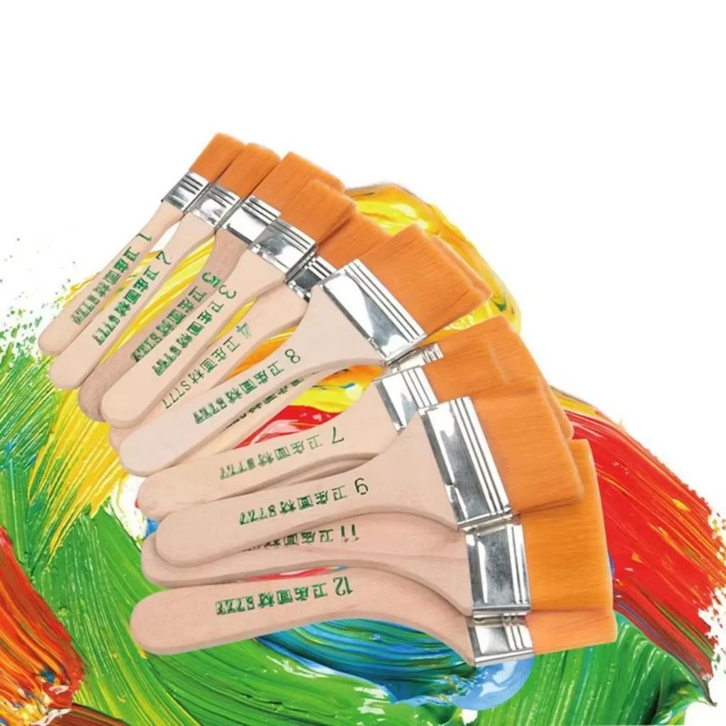 12Pcs Nylon Paint Brush Set - High-Quality Synthetic Bristles For Acrylic, Oil, Watercolor, Drawing, And Art Supplies