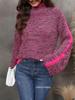 2026 Winter Women's High Neck Patchwork Knit Pullover Sweater - Mixed Color European & American Style