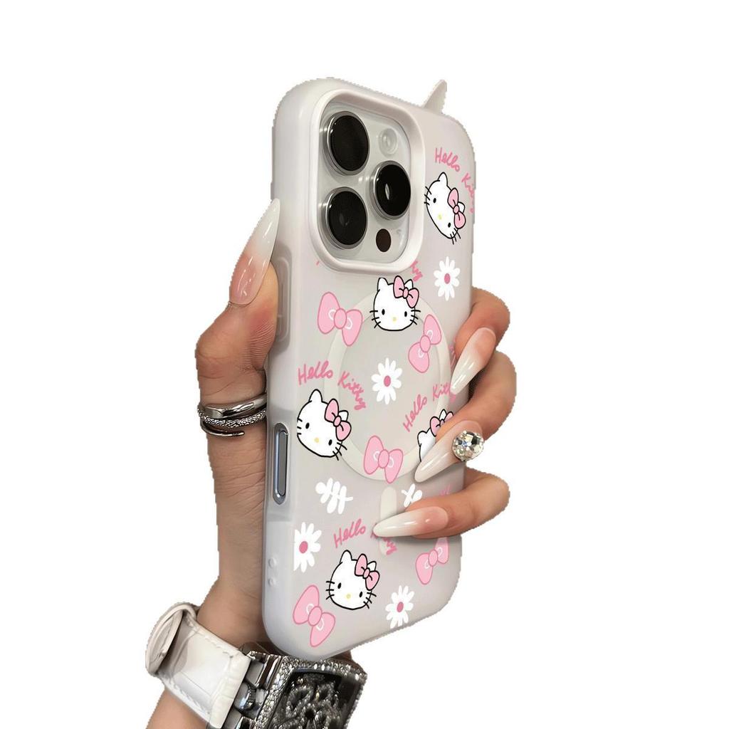 Cartoon Bowknot KT Cat Case for iPhone 17pro Max to 15Pro