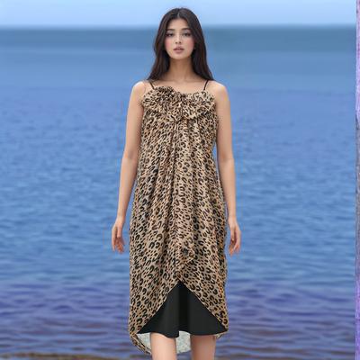 Fashion Leopard Print Large Beach Scarf Women's Leopard Point Thin Versatile Scarf Shawl