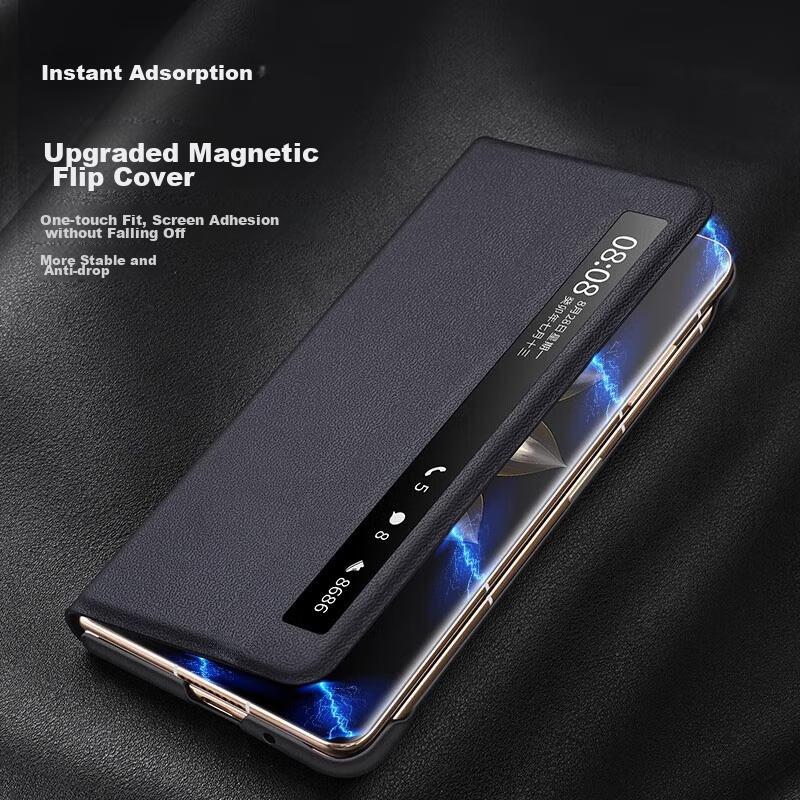 Magnetic Flip Case for Vivo XFold3/XFold3 Pro Foldable Phone, Leather with Magnetic Flip, Full Protection Anti-Drop Ultra-Thin, Thin Wing Black
