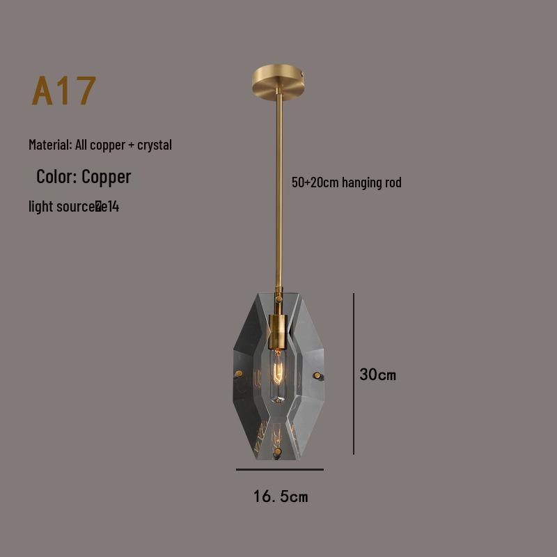 Luxury All-Copper Crystal Chandelier Pendant for Restaurants and Bedrooms