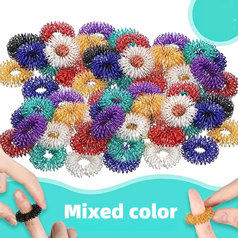 5/10/20Pcs Acupressure Rings Spiky Sensory Finger Rings Set For Teens Adults Stress Reducer Massager Stress Relief Fidget Toys