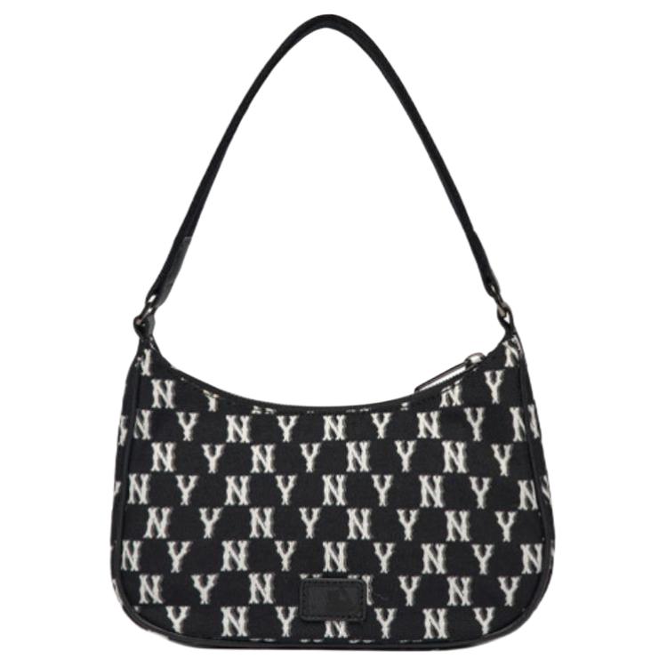 New MLB NY Yankees Hobo Bag Shoulder Bag Monogram Collection Women's Black/White 3ABQS012N-50BKS
