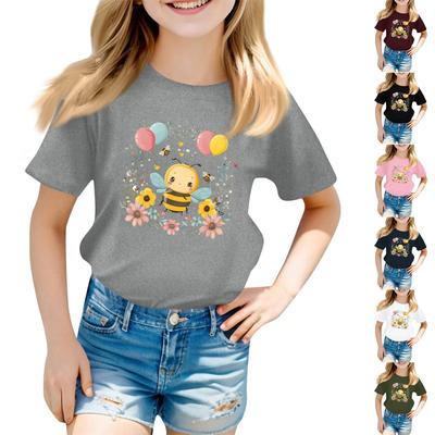 Children's Fashion Daily Printed Round Neck Short Sleeved Casual T-shirt Top