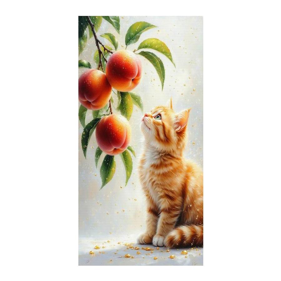 

Yellow Cat Peach Large Size Diamond Painting New Collection Animals Diy Full Drill Rhinestone Embroidery Mosaic Cross Stitch Kits Round drill 30x60cm