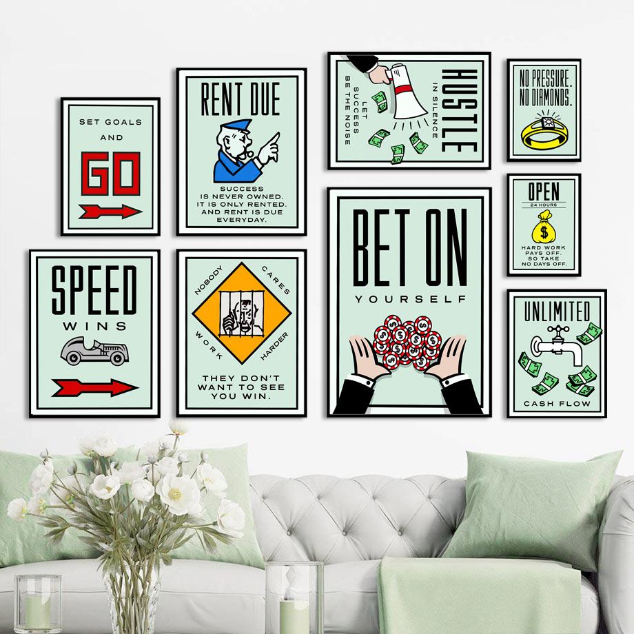 

Alec Monopolyingly граффити доллар настенная живопись холст живопись современные плакаты на скандинавскую тему и принт украшения фотографии для гостиной