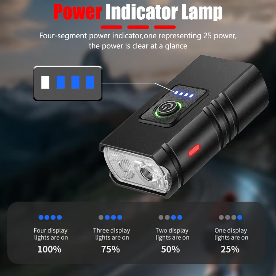 BK02 Bike Light USB Rechargeable T6 LED Bicycle Lights 6 Modes MTB Flashlight Bicycle Headlight for Cycling Bicycle Front Lamp