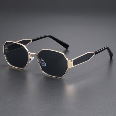 1pc Men's Gold Compact Frames Wide Leg Metal Sunglasses Women's Summer Beach Travel Festival Essential Accessories