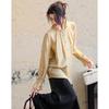 Elegant Pleated Collar Flared Sleeve Blouse