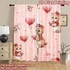 2D flat printing 2pcs Curtain Scene Curtain Valentine's Day Cute Kittens Digital Printed Polyester Drapes Festive Wall Decor for
